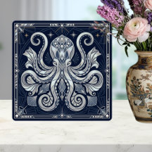 Mandala Octopus en Argent Art Déco Kraken