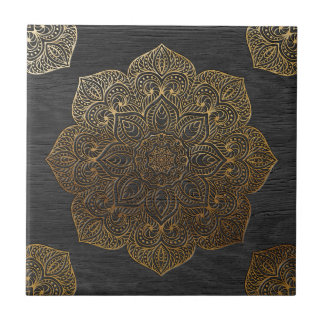 Carreau Mandala-or en bois