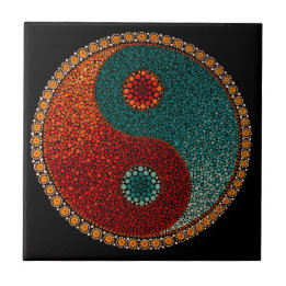 Carreau Mandala peint à la main de Yin Yang