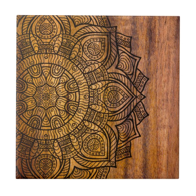 Carreau Mandala sur le bois (Devant)