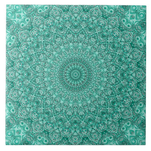 Carreau Mandala Turquoise à Symétrie Intriquée