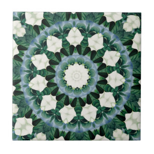 Carreau Mandala vert de Sacramento et bleu céruléen