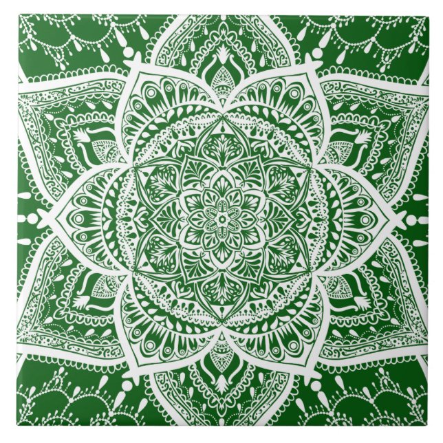 Carreau Mandala vert et blanc - Loergann à Moringa (Devant)