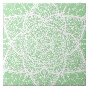 Carreau Mandala vert et blanc - Loergann en Seafoam
