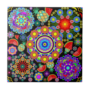 Carreau Mandalas et Motif de fruits exotiques