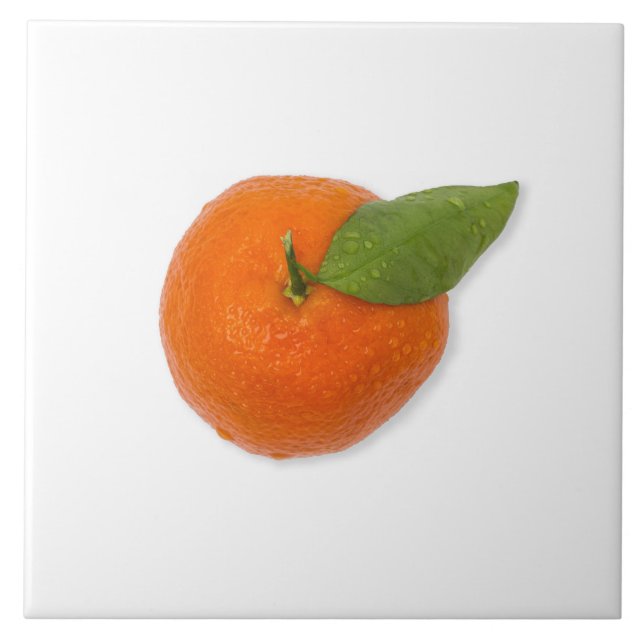 Carreau Mandarin avec feuille verte (Devant)