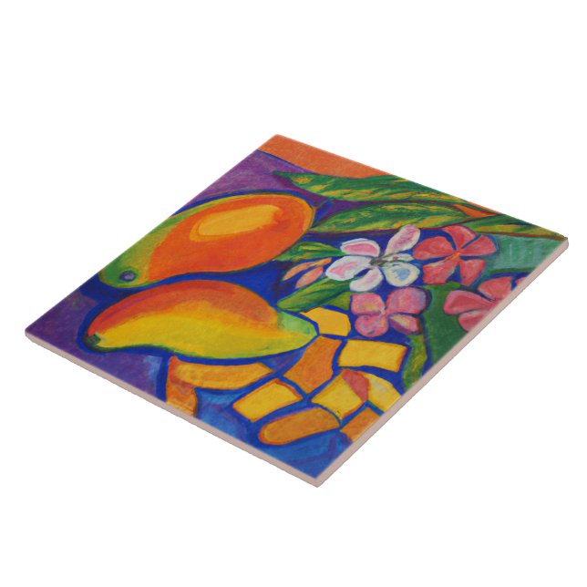 Carreau Mango à vie morte Tropical et Hawaiian art tuile (Côté)