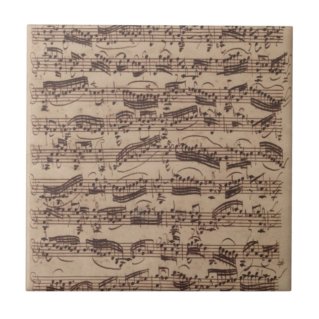 Carreau Manuscrit Bach Musique Feuille Antique (Devant)