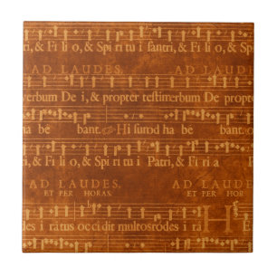Carreau Manuscrit médiéval de musique, couleur de rouill