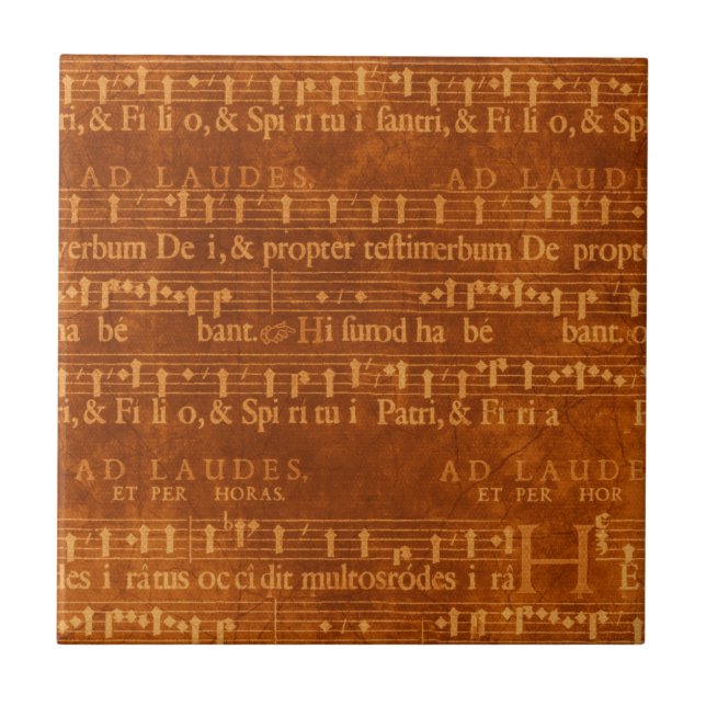 Carreau Manuscrit médiéval de musique, couleur de rouille (Devant)