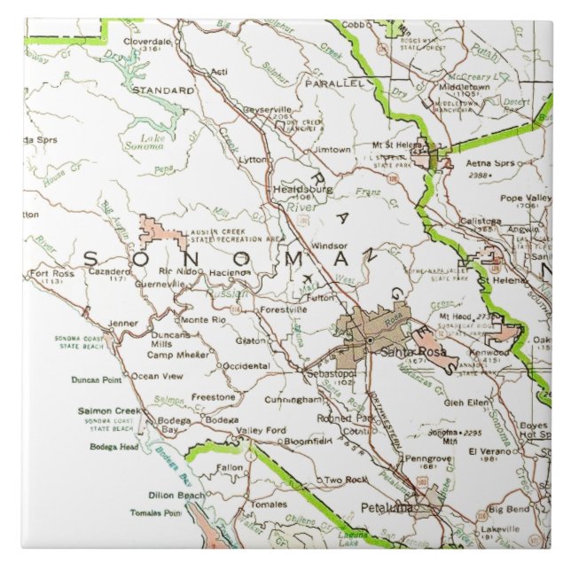Carreau Map of Sonoma County CA  (Devant)