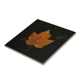 Carreau Maple Leaf Gold Jaune Black Country Fall Texture