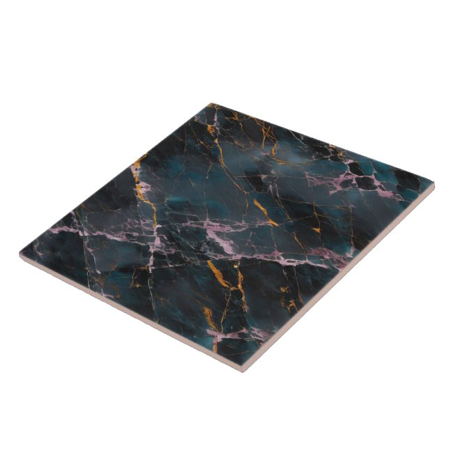 Carreau Marble Ocean Blue Rose Gold Collection populaire (Côté)