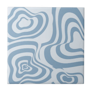 Carreau Marbre Abstrait Wavy Stripe Bleu Rétro Bold Modern