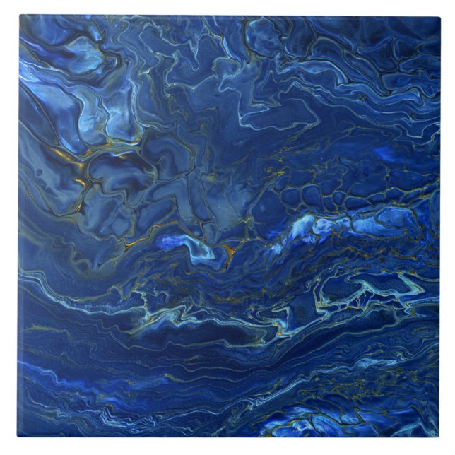 Carreau Marbre acrylique bleu marine et marbre d'or Faux (Devant)