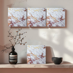 Carreau Marbre blanc à veines de bronze ID1182c