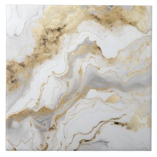 Carreau Marbre Blanc De Luxe Et Encre D'Alcool Abstrait
