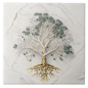 Carreau Marbre blanc d'illustration 3D de l'arbre de vie