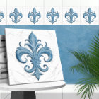 Marbre blanc et bleu Fleur-De-Lis