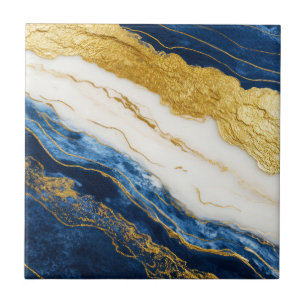 Carreau Marbre bleu marine de luxe et feuille d'or