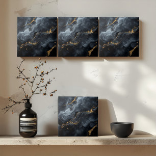 Carreau Marbre bleu-noir paillettes dorées ID1172b