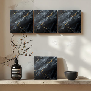 Carreau Marbre bleu-noir paillettes dorées ID1172c