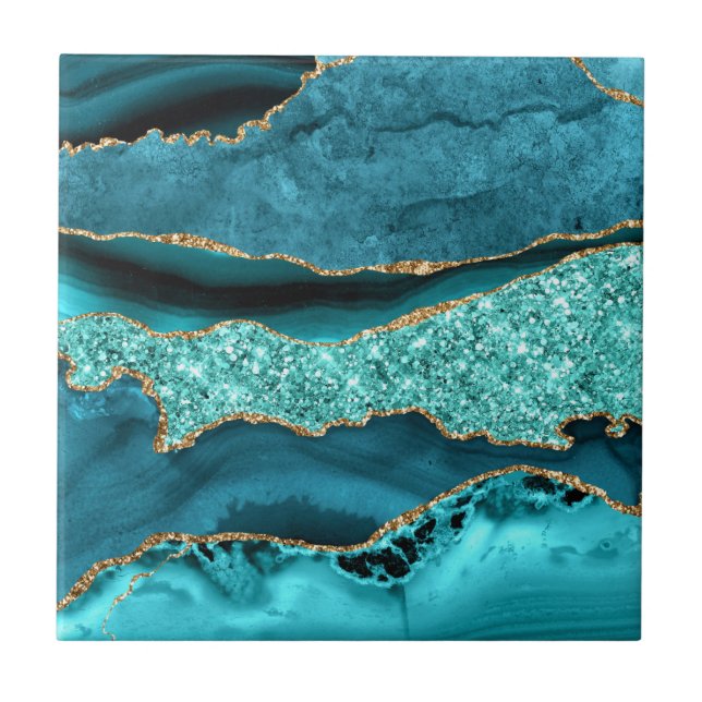 Carreau Marbre bleu turquoise Aqua Carrelage en céramique  (Devant)