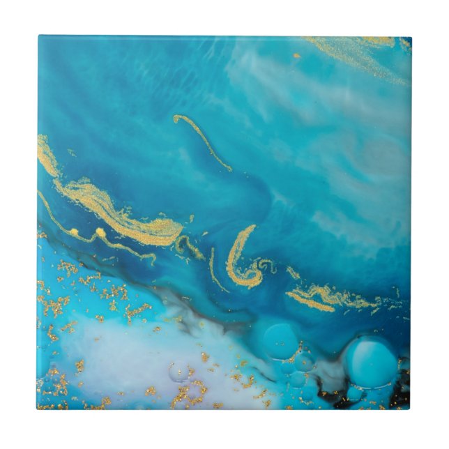 Carreau Marbre d'or bleu Aqua (Devant)