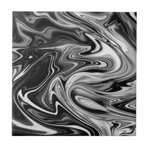Carreau Marbre élégant 7 - liquide noir et blanc