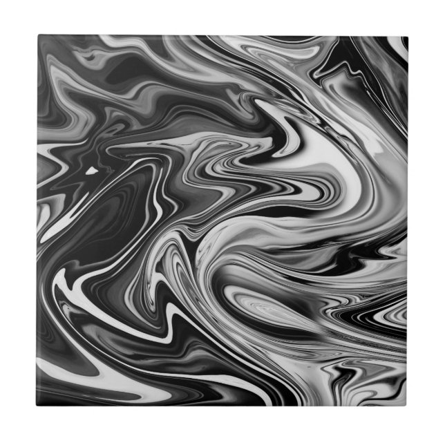 Carreau Marbre élégant 7 - liquide noir et blanc (Devant)
