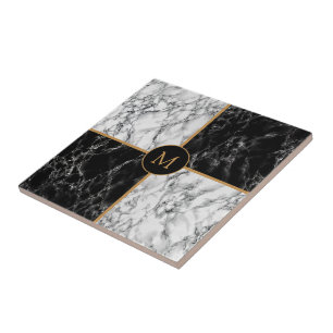 Carreau Marbre noir & blanc - Personnalisable - Luxe