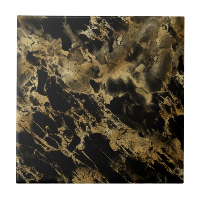 Carreau Marbre noir doré Agate Tendance Chic  (Devant)