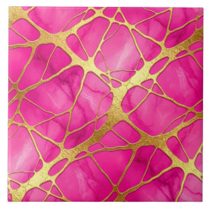 Carreau Marbre rose chaud et or