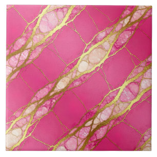 Carreau Marbre rose chaud et or