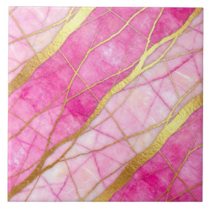 Carreau Marbre rose chaud et or