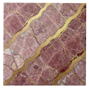 Carreau Marbre Rose Mauve et Or