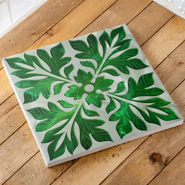 Carreau Marbre vert et perle - Feuillage (Créateur téléchargé)