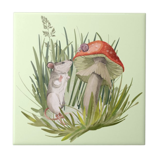 Carreau Marche de la souris vers l'aquarelle de l'escargot (Devant)