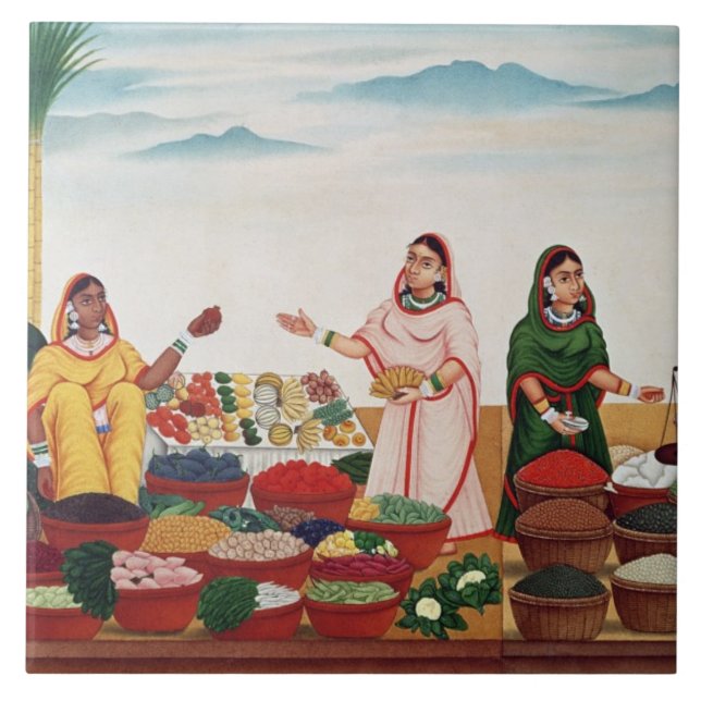 Carreau Marché de légume et d'épice chez Benares, c.1840 (Devant)