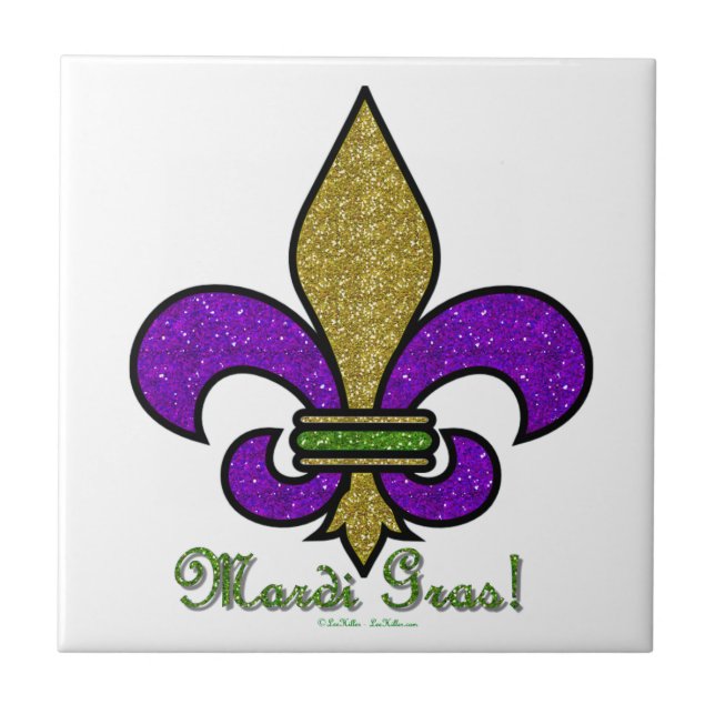 Carreau Mardi Gras Fleur De Lis Coloré (Devant)