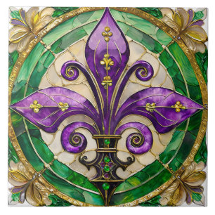 Carreau Mardi Gras Vitrail Fleur di lis