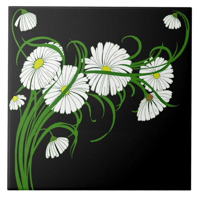 Carreau Marguerites blanches contrastées sur Arrière - pla (Devant)