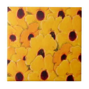 Carreau Marguerites Jaunes Carrelage d'art Abstrait Floral