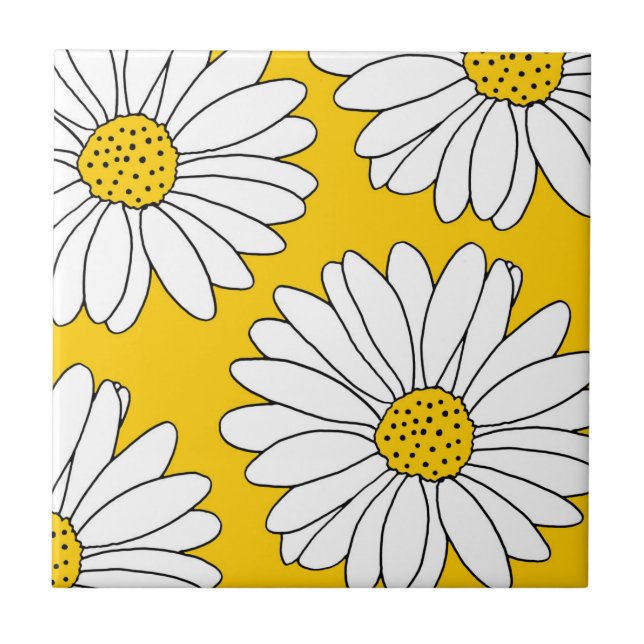 Carreau Marguerites jaunes et blanches 2 (Devant)