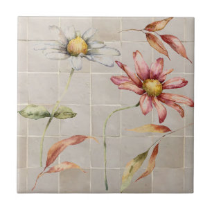 Carreau Marguerites sur Carrelage céramique