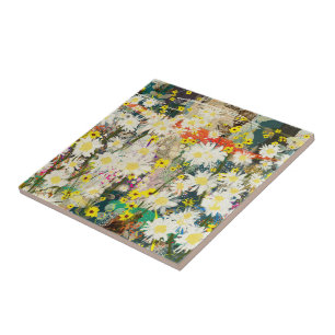 Carreau Marguerites vintages - Art Floral Inspiré par la N