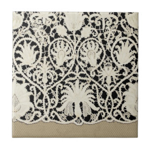 Carreau Mariage Antique Dentelle Lin Blanc Classique Joli