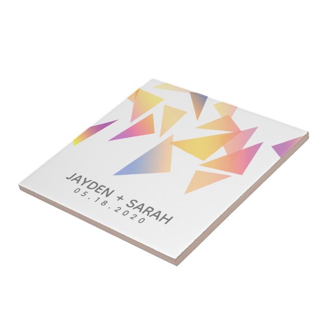 Carreau Mariage blanc Confetti multicolore Pastel (Côté)