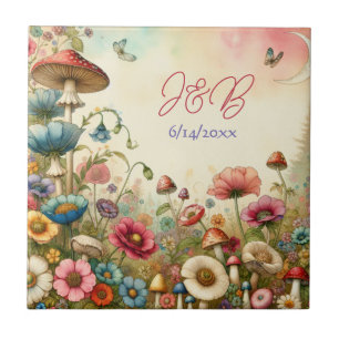 Carreau Mariage personnalisé Cottage Core 