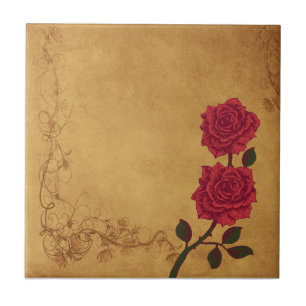 Carreau Mariage vintage Red Rose